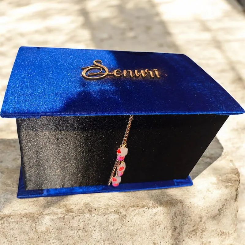 Custom fabric gift box with engraved name gold tassel Sri Lanka